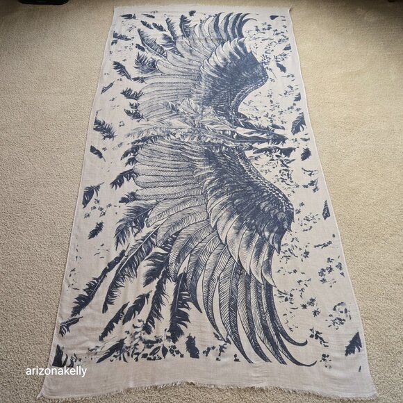 Cotton Scarf Angel Wings Bird Feathers - Picture 3 of 8